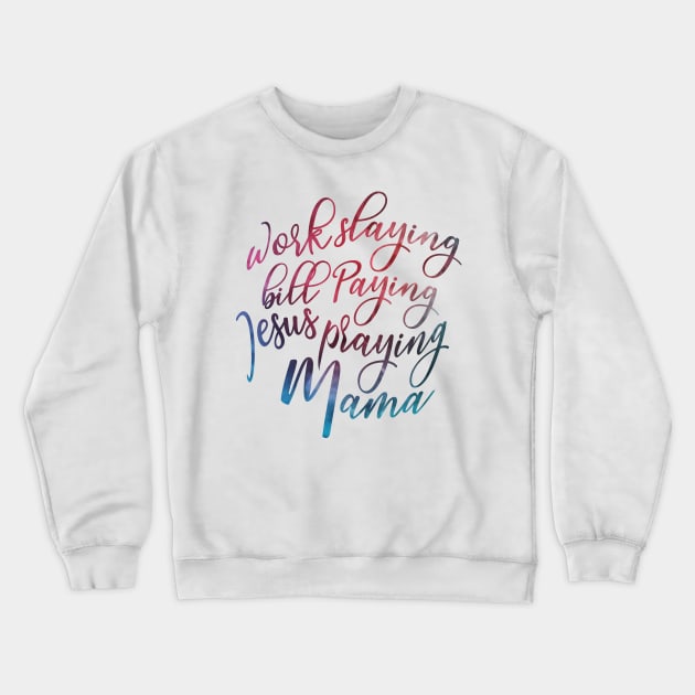 Jesus Praying Mom Crewneck Sweatshirt by BrillianD